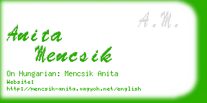 anita mencsik business card